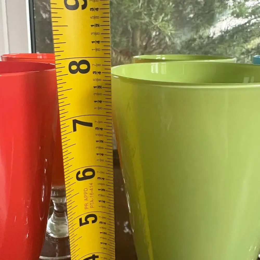 Vintage Hand Blown Colorful Glass Goblets Set of 6 Art Glass
